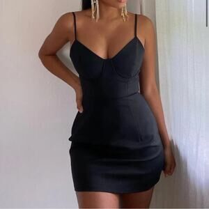 Princess Polly NOVELLA MINI DRESS BLACK size US 10